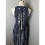 BHLDN  Sleeveless Polyester Blue Floral Embroidered Bridesmaid BMaxi Dress Size 4 Photo 5