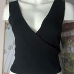 JustFab  Black Ribbed Knit V-Neck Wrap Front Sweater Tank Top XXL Photo 0