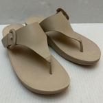 FitFlop  Thong Sandals Womens US 11 EU 43 Lulu Covered Buckle Beige Leather Slide Photo 0