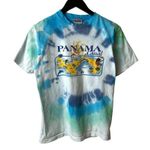 Vintage Y2K Panama Canal T Shirt Multicolor Small S Tie Dye Graphic Tee Logo Yellow Photo 0