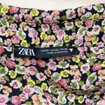 ZARA Floral Mini Shirt Dress Long Sleeves Pink Green Black Yellow, Size XS Photo 2