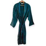Victoria's Secret VICTORIA’S SECRET Vintage Gold Label Teal Green Long Satin Bathrobe Size M/L Photo 9