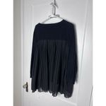 Adrianna Papell Womens Black Long Sleeve Flowy Mixed Media Lightweight Sweater L Photo 2