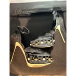Guess ‎ Black Suede Studded Platform Heels Knot Peep Toe Ankle Strap Pumps 8M Photo 4