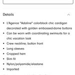 L'Agence New With Tags L’Agence Adaline Swim Csrdigan Sz S Photo 4