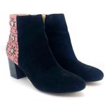 Anthropologie Miss Albright Kaida Beaded Ankle Bootie Black Pink Suede Size 8 Photo 6