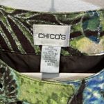 Chico's Floral Cotton Sequined Jacket Women's Size 1 Blue Green Brown Photo 1