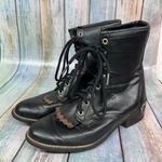 Laredo  Vintage Cowboy Boots Kiltie Fringe Silver Heel Guards Size 8.5 Lace Roper Photo 0