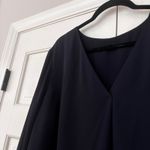 Talbots Navy Blue Plus Size 2X Blouse Long Sleeve V Neck Flowy Lightweight Top Photo 3