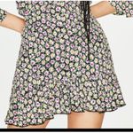 ZARA Skirt Womens Small Green White Black Floral Daisy Mini Ruffled Hem Photo 0