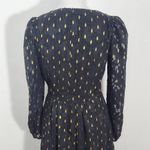 Maggy London  Black and Gold Chiffon Dress NWT Size 0 Long Sleeve Metallic Gold Photo 4
