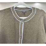 Talbots L Petite Women's Olive Green Tipped Texture Cardigan Pockets Wool Blend Photo 6