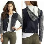 Free People  Denim Distressed Jean Jacket - Pumice Black M Medium Photo 2