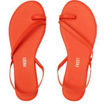 Tkees  Mia Napa Leather Sandals Brazilian Flip Flops Toe Ring Orange $85 Size 9 Photo 0