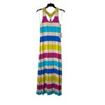 Calvin Klein Women's 8 Multicolor Scoop Neck Racerback Striped Maxi Dress #Y6-1 Photo 1
