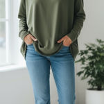 Jane and Delancey  Olive Green Sweatshirt Photo 0