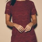 Lulus  Dress Womens X Small Red Purple Take Me to Brunch Lace Shift Mini‎ Photo 0