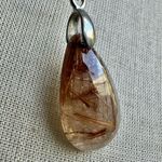 Rutilated quartz teardrop pendant necklace on cord Photo 6