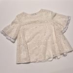 Alexis  Ivory Lace Fringe Chain Embellished Lined Swing‎ Blouse Top Size Small Photo 14