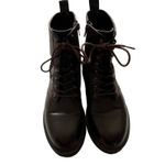 DKNY Women's Size 7.5 M Roselyn Brown Monogram Print Lace Up Combat Boots Photo 1