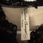 Perseption sz S Women's Sheer Black Floral Lace Tie Neck Lined Top Romantic Chic Photo 5