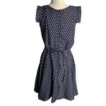 Tramp Cap Sleeve Swing Dress M Blue Elephants Tie Waist Zip Circle Twirl Skirt Size M Photo 3