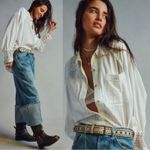 Free People  Ethereal Dainty Cottage Rhiannon Crochet Shirt Ivory Size Large Photo 1