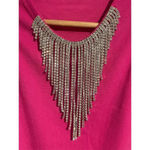 Julia By Love J Tank Top Women's Size M Pink Ribbed Rhinestone Fringe Crop NEW Size M Photo 2