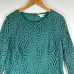 Boden Lace Overlay Long Sleeve Top Green US 10 UK 14 Sheath Back Zip Photo 5