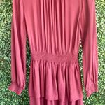 Bobi NWT- Black Long Sleeved Dress in Wine | Tiered | Smocked Stretch Waist Photo 2