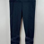 Athleta Navy Blue Stripe Mesh Cropped Legging Size Medium Photo 0