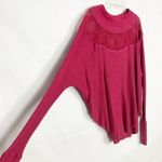 Free People Spring Valley Pullover Knit Lace Burgundy Thermal Top Sweater XXS Photo 6