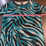 Clara Sun Woo Teal Black Zebra Print Long Sleeve Tunic Top Womens Medium M Blue Photo 6