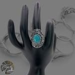 Silver and Light Blue Rhinestone Statement Ring Photo 1