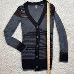 BKE by Buckle Women Gray Black Stripe V Neck Button Cardigan Sweater Size S Photo 6