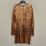 Gianni Bini Celeste Sequin Dress Sz 2 New Gold Maze Long Sleeve Mini Photo 5