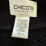 Chico's Chico’s Traveler’s Black Basketweave Cardigan Open Front 2 L Photo 5