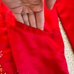 Vintage Red Satin Floral Bird Design Embroidered Chinese New Year Jacker Mandari Photo 4