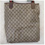 Gucci Authentic Vintage Monogram Canvas Tote Bag Red Green Stripe Photo 2