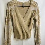 Anthropologie  Beige and Cream Lace Knit Sweater Photo 1