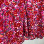 JODIFL Top Women M Pink Red Floral Ditsy V-Neck Short Sleeve Blouse Bloomcore Photo 4