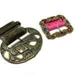 Gold / bronze belt buckle with white stones Multiple Photo 3