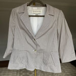 Doncaster Striped Peplum Blazer Suit Pant French Scandi Business Parisian Preppy Photo 0