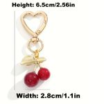 Gold Heart Keychain with Red Cherry Charm Photo 1