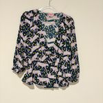 Kate Spade  Panther animal print Dot‎ Wrap Blouse Blue Purple size 6 Photo 1