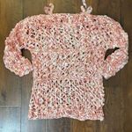 Hand knit with large needles, draped tunic / dress / beach coverup, NWOT White Size M Photo 4