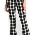 Gap NWOT Black and White Plaid Cropped Flare Pants with Side Zipper & Pockets Photo 0