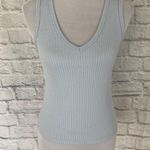 Old Navy women S cotton blend ribbed v-cut neck crop tank top blue Photo 1