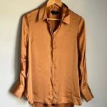 hatch maternity satin button down long sleeve shirt Orange Size undefined Photo 1