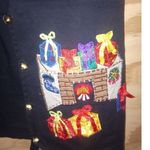 Vintage New Directions Ugly Christmas Sweater Vest Presents Medium Black Photo 2